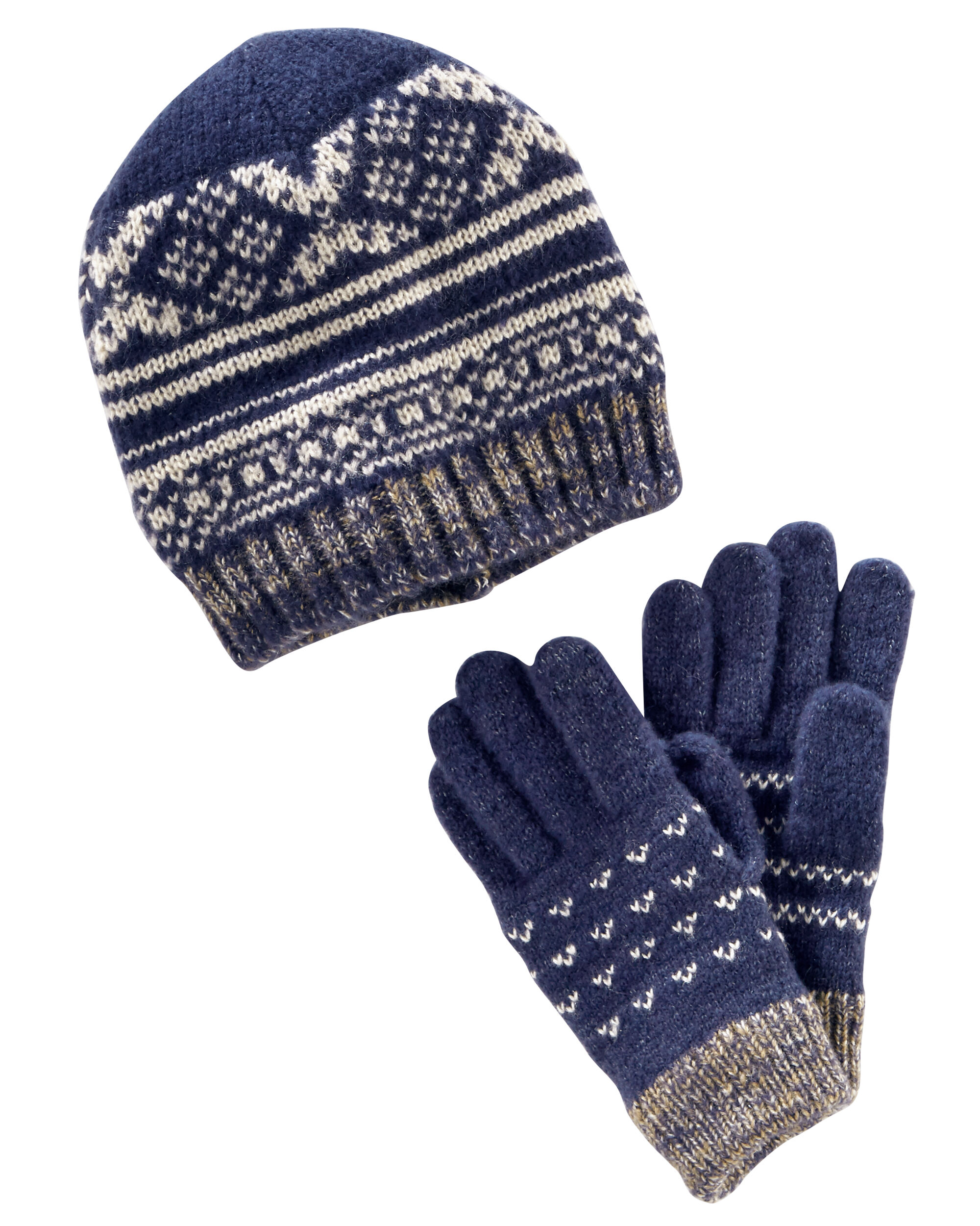 girls navy hat and gloves