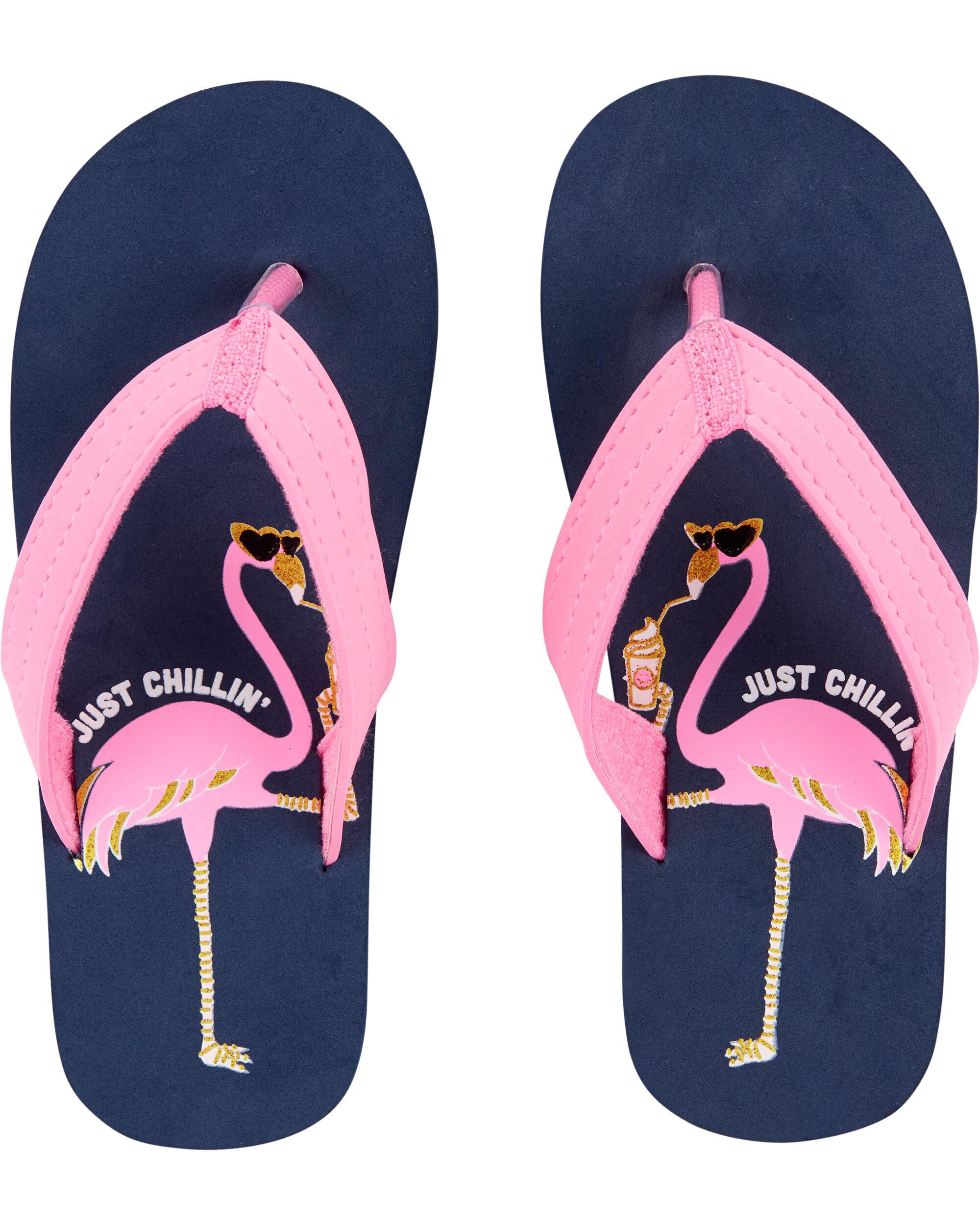 girls flamingo flip flops