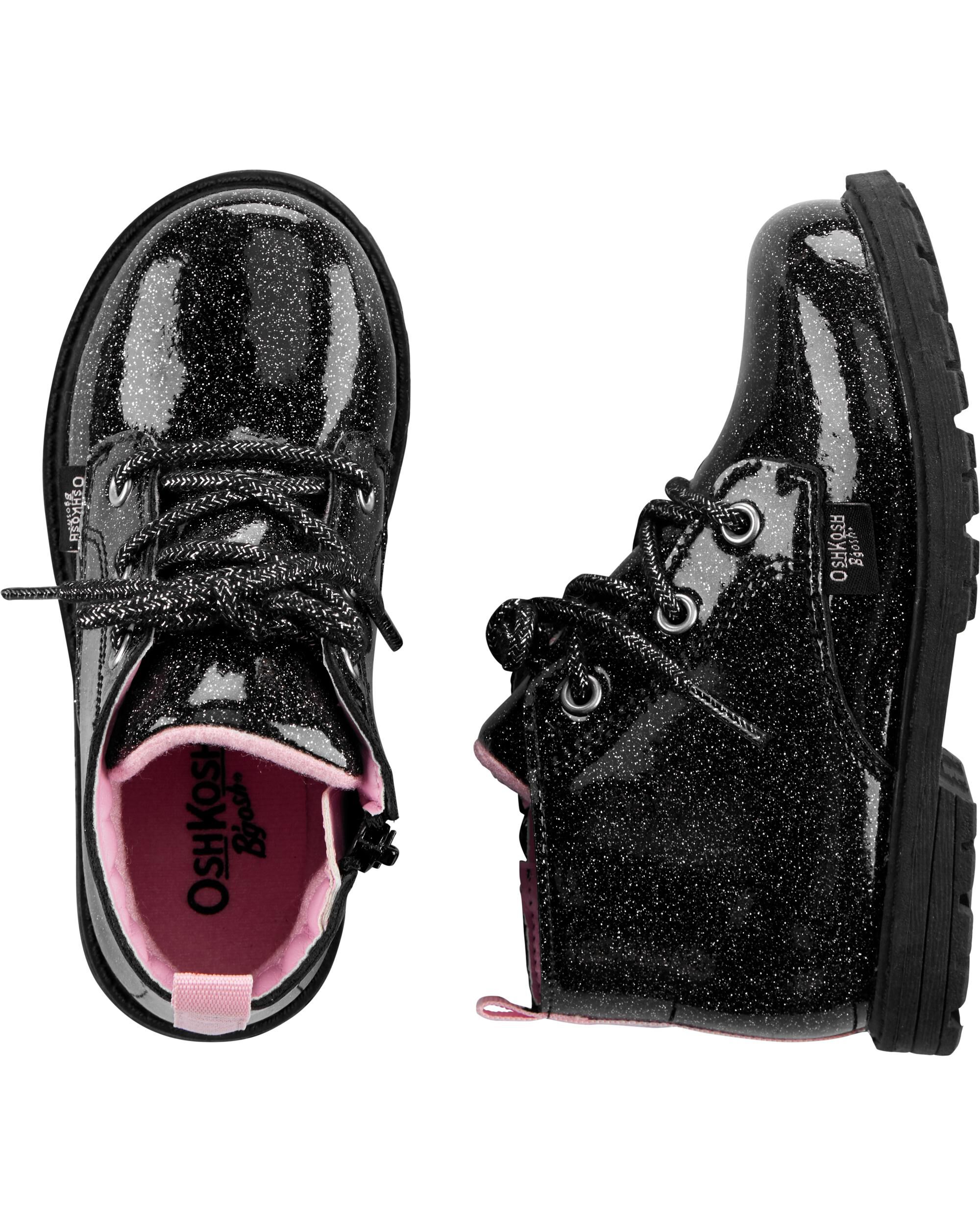 OshKosh Black Glitter Combat Boots 