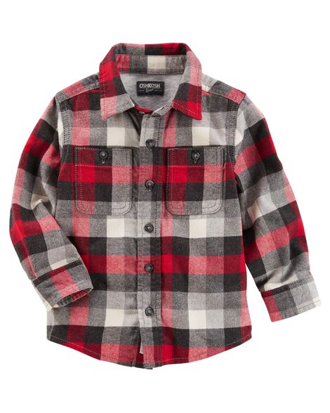 Button-Front Plaid Flannel Shirt | OshKosh.com