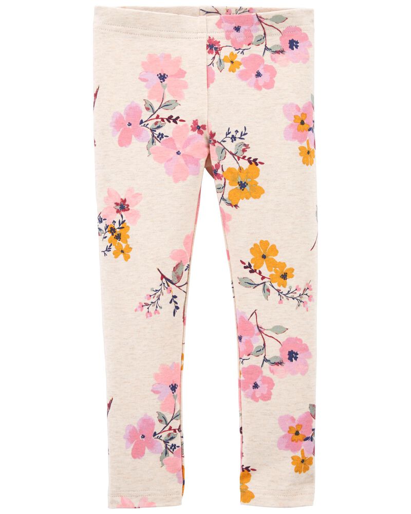Pink, Cream Baby Floral Print Leggings | oshkosh.com