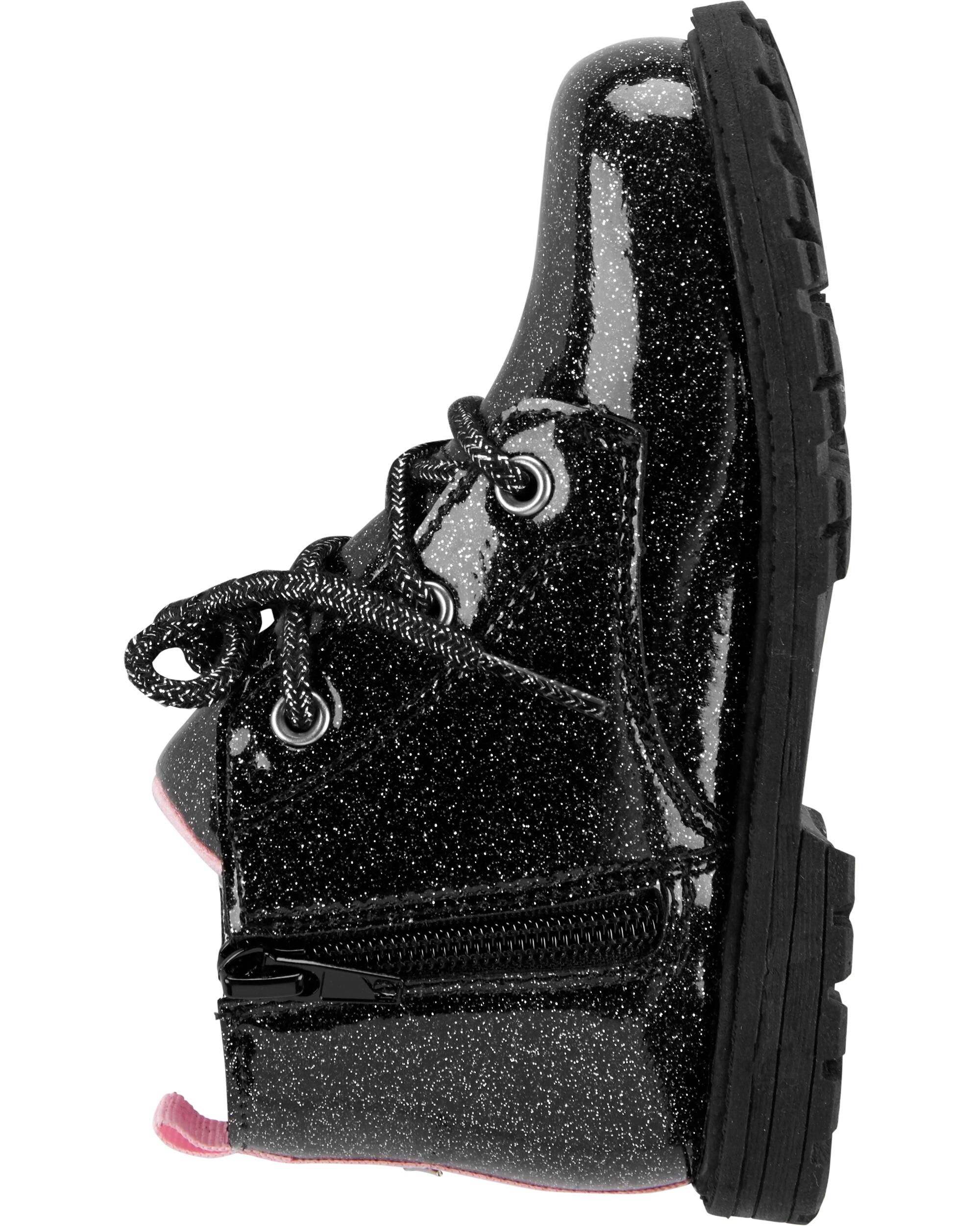 black glitter combat boots