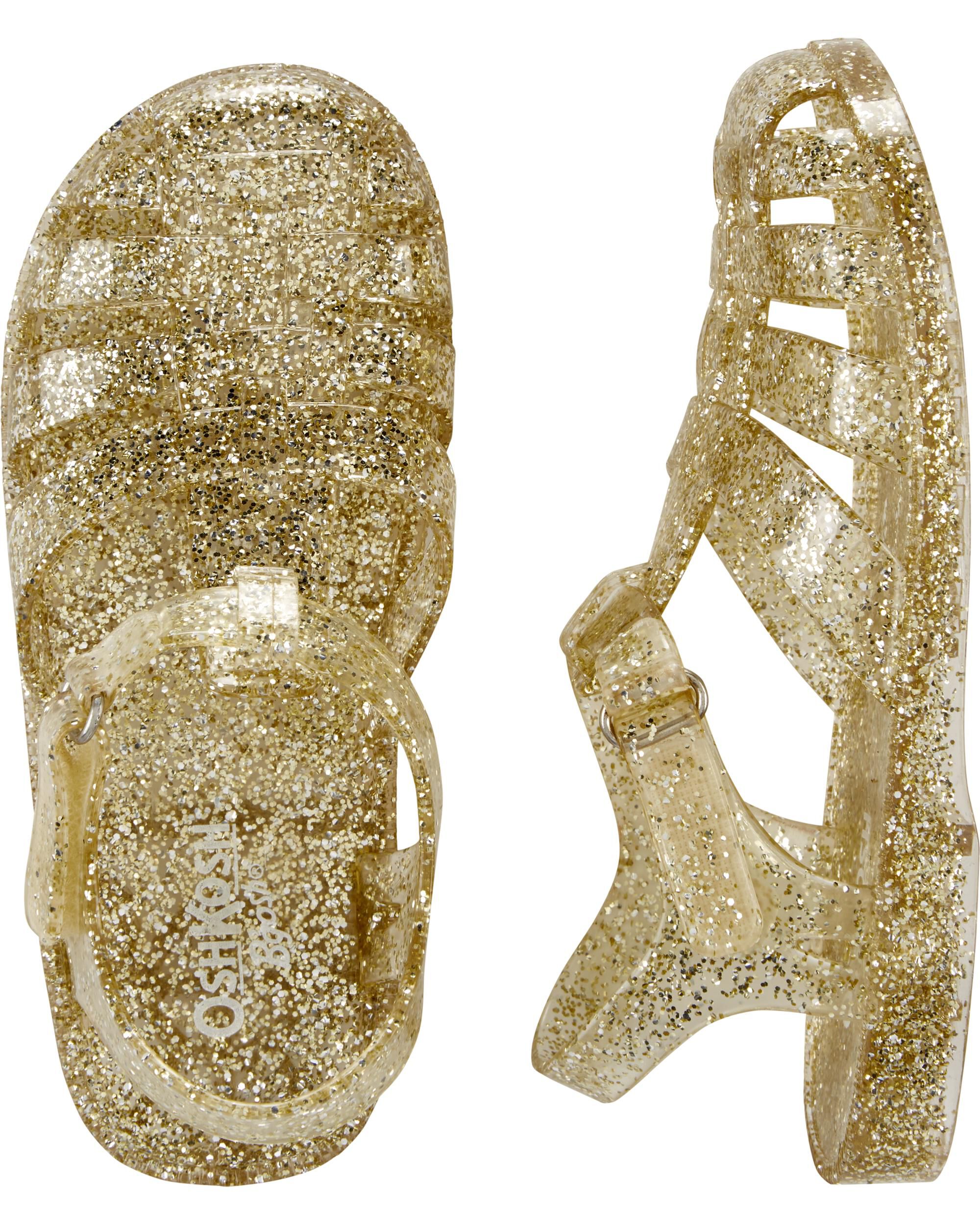 gold jelly sandals