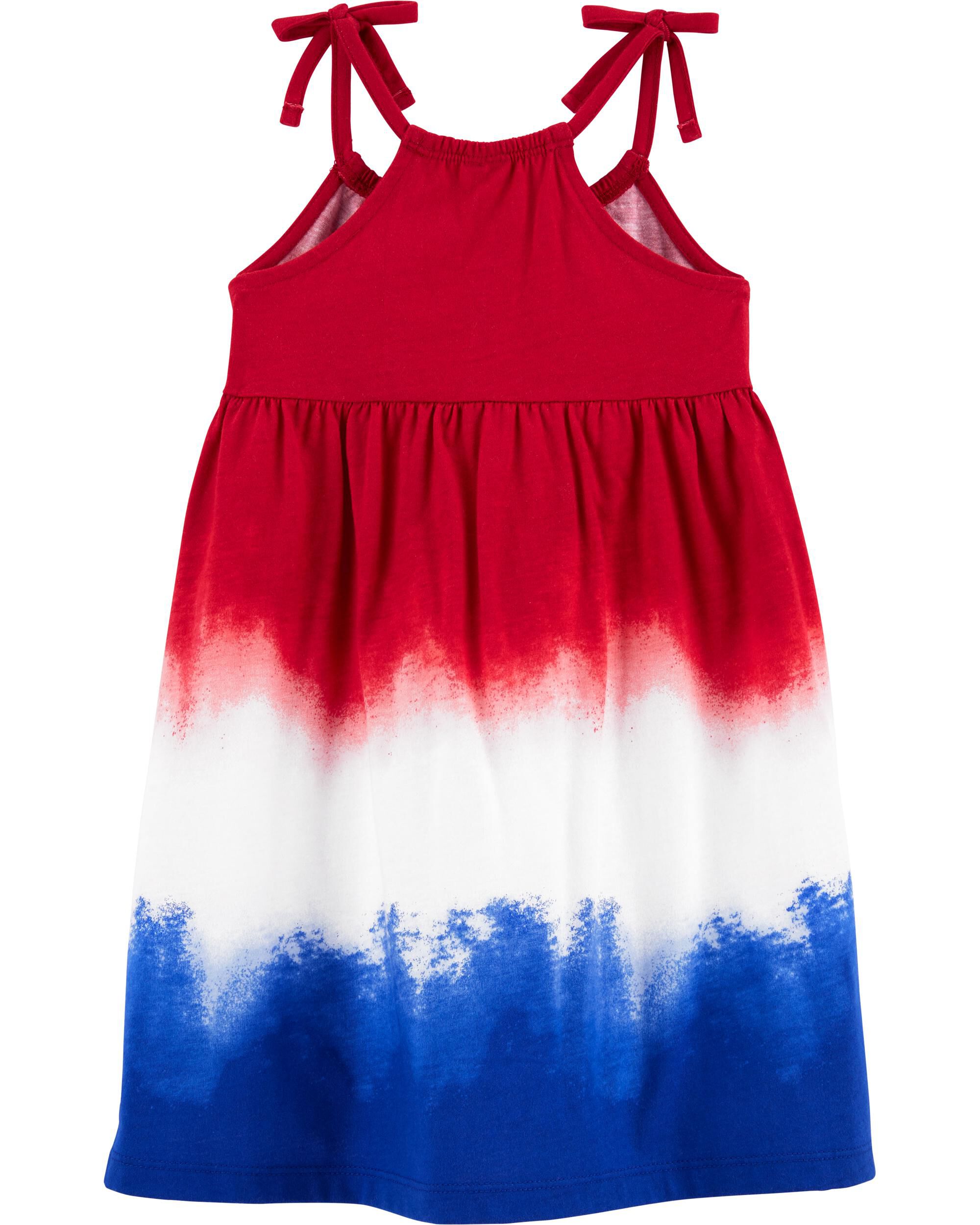 red white and blue tie dye dress